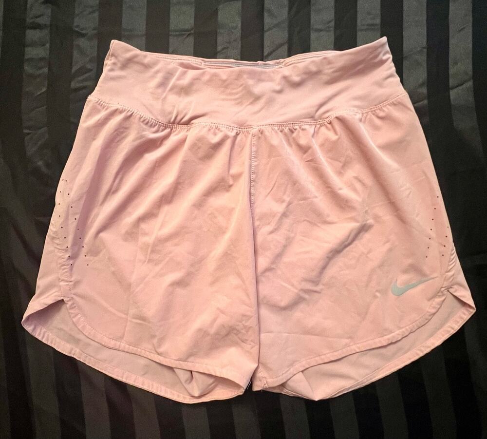 Nike Dri-Fit Lined Running Shorts in Peach / Blush Pink (Women's Small)